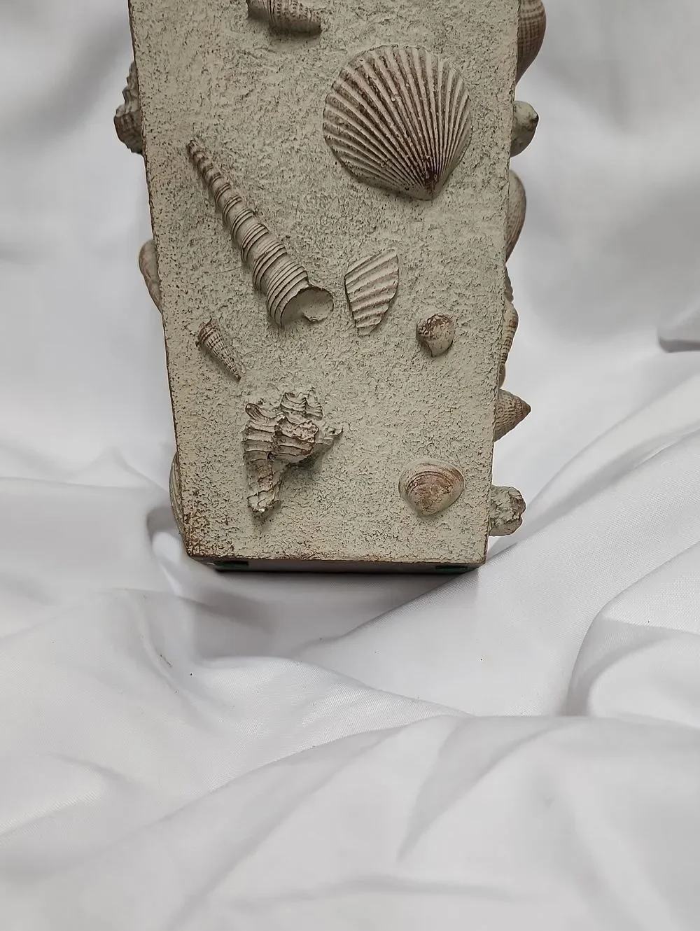 Textured Neutral Tone Seashell Vase Beach House Coastal